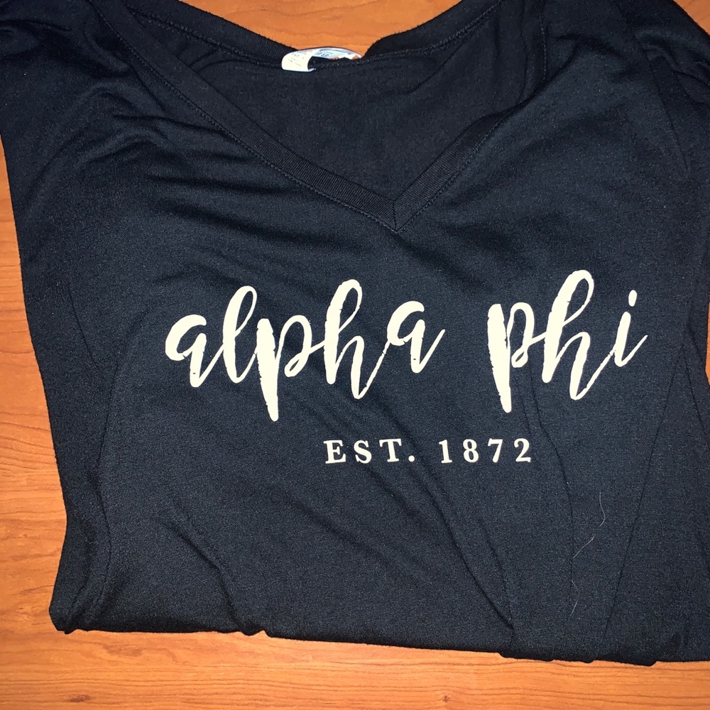 Alpha phi off the shoulder t shirt